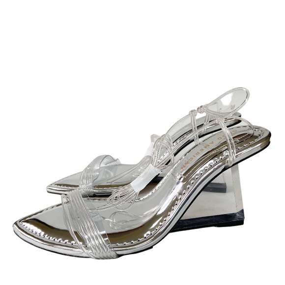Good AmericanClear Block Heel Clear Straps Sandals Size 5.5 New - Picture 2 of 16